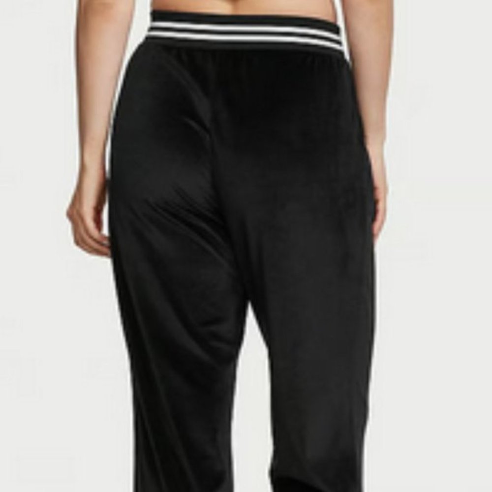 VICTORIA'S SECRET Black/White Velour Velvet Ribbed Bomber Jacket SZ XL**NEW! - Picture 5 of 7